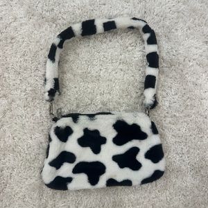 cute fluffy cow print bag